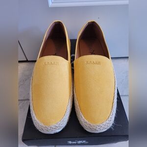 Brand new Coach Yellow Brushed Suede Espadrille Slip On, Size 8.5D, EUR 41.5.